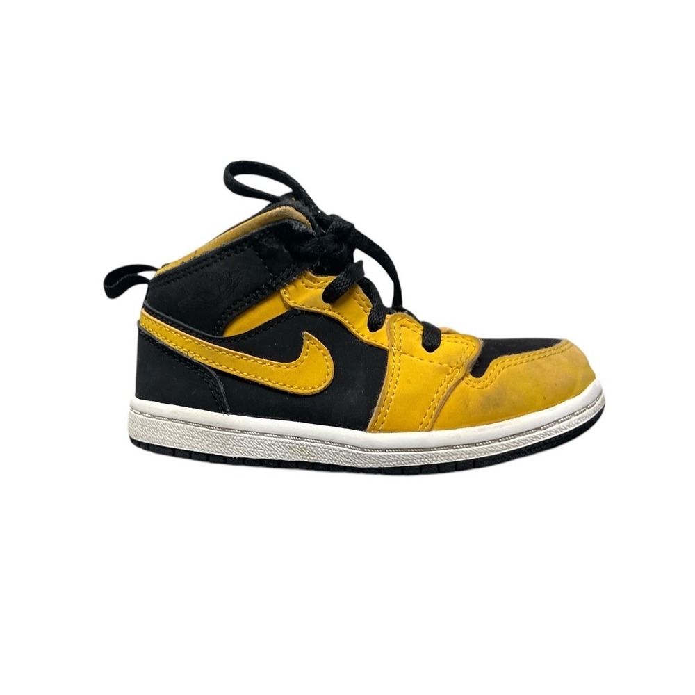 Jordan Air Jordan 1 Mid Kids 8C Yellow Black Pollen Retro Sneakers 640735-071